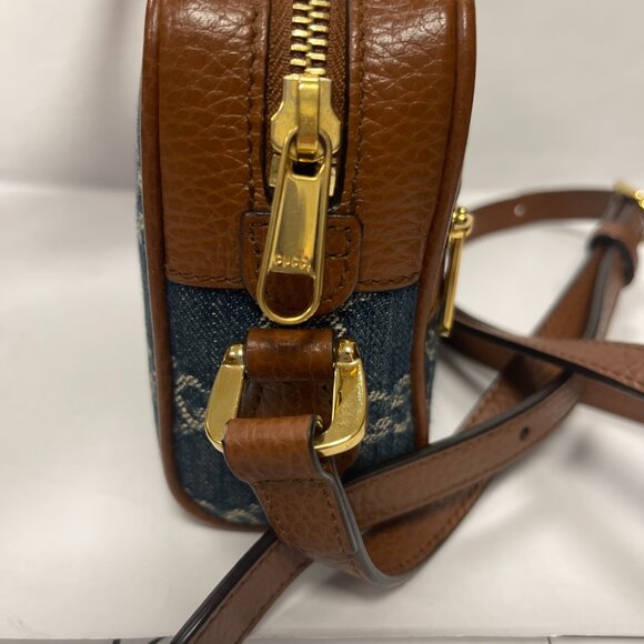 Gucci Ophidia Denim GG Monogram w/ Calfskin Leather Shoulder Bag - Preowned - Picture 5 of 15